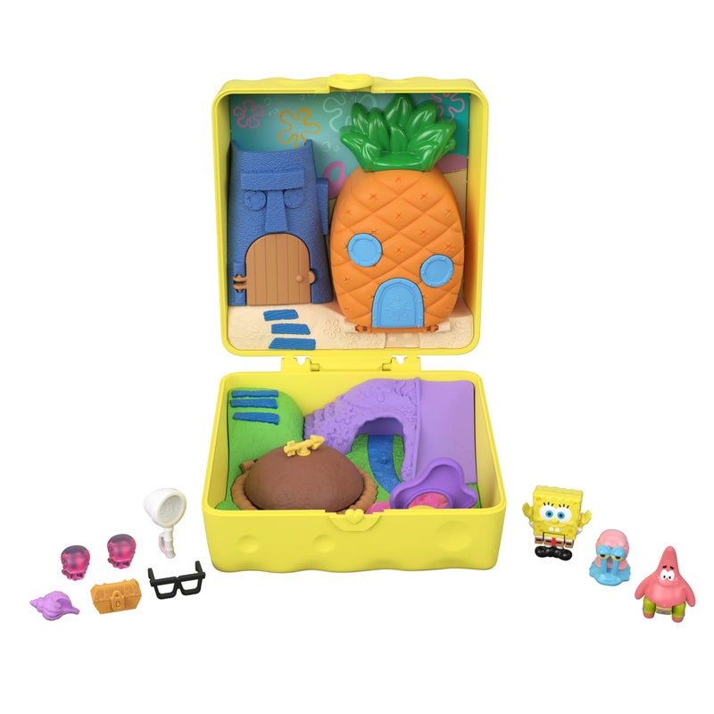 Polly Pocket x Spongebob Partnership Compact, Micro Spongebob & Patrick Dolls and Playset, 7 Accessories Including Pet Gary - Image 2