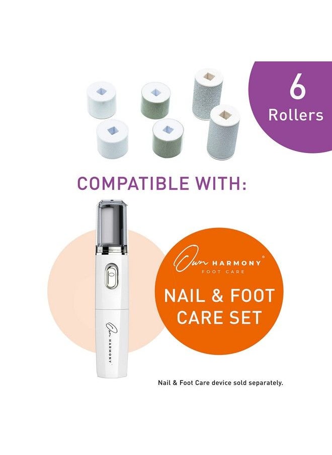 Own Harmony - Refill Rollers For Own Harmony Electric Nail File Set & Foot Callus Remover (4 In 1) Best Mani Pedicure Tools Refills 6 Pack Replacement Roller Heads (Buffing Filing Polishing Callus Removal) - Image 1