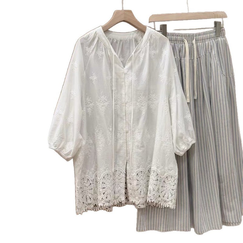 Women's Embroidered Cotton Linen Loose Shirt - 2026 Summer Casual Long Sleeve Top - Image 5