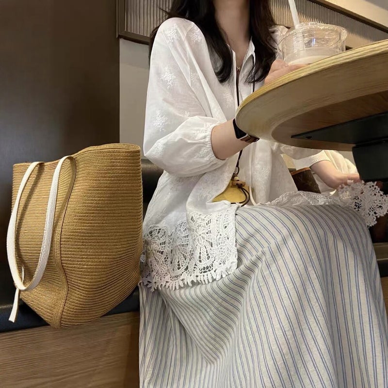 Women's Embroidered Cotton Linen Loose Shirt - 2026 Summer Casual Long Sleeve Top - Image 3
