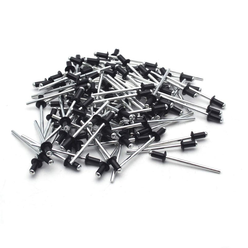 Antrader 1/8" x 1/4" Aluminium Blind Rivets Pull Rivets Rivets Core Decoration Pop Rivets for Furniture Assortment Kit Pack of 100 Black - Image 1