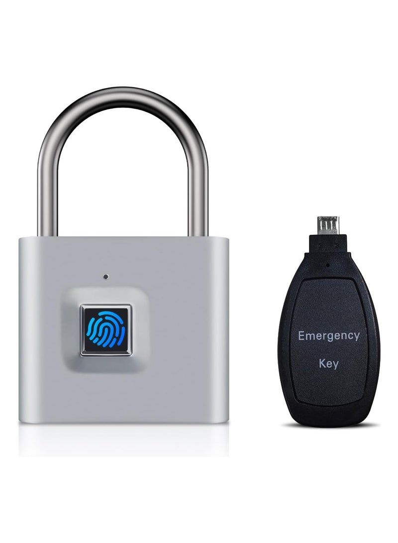 Fingerprint Padlock with Emergency Key, Waterproof and Rustproof – Smart Lock for Outdoor/Indoor Use – Ideal for Warehouses, Gyms, Schools, Homes, Office Cabinets, and More  - Image 1