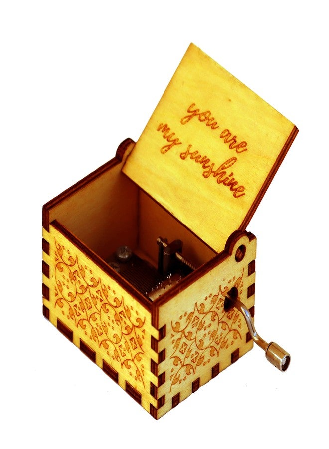 Offo Wooden Hand Cranked Collectible Music Box - “You are My Sunshine” | Laser Engraved Vintage Keepsake | Handcrafted Decorative Gift for Birthday, Anniversary, Valentine’s Day & Special Moments - Image 1