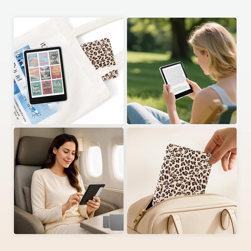 SESENSE Detachable Magnetic Case for 7'' Kindle Paperwhite 12th Gen 2024 and Kindle Colorsoft Signature Edition, Slim PU Shell Cover Case with Auto Wake/Sleep, Leopard - Image 5