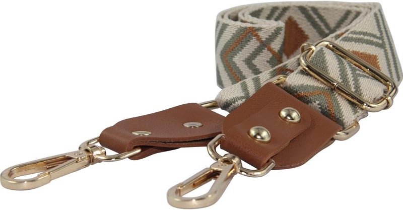 Duwi Wide Handbag&Purse Strap Jacquard Woven Guitar Style Multicolor Replacement Strap Canvas Adjustable Crossbody Bag Strap, Brown,beige,browngreen2 - Image 3