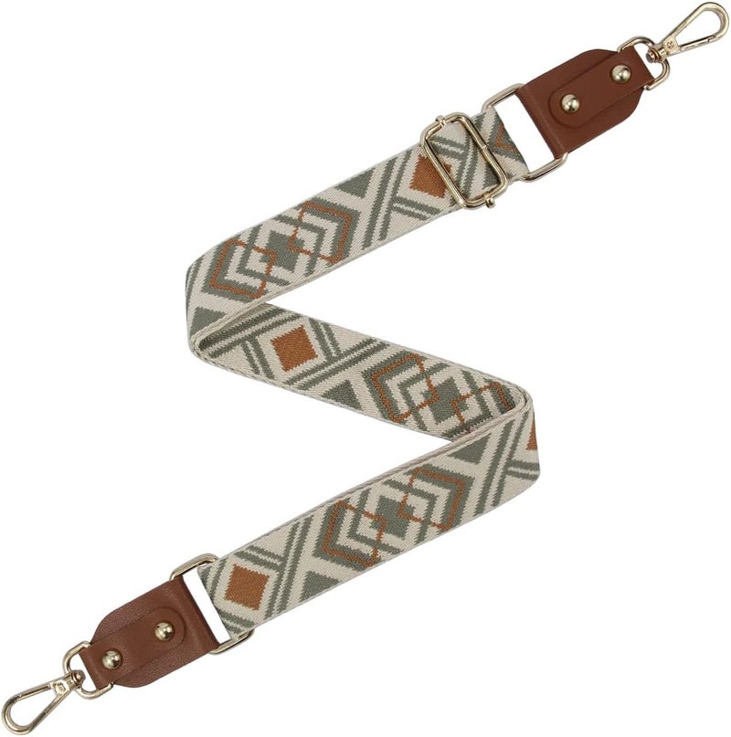 Duwi Wide Handbag&Purse Strap Jacquard Woven Guitar Style Multicolor Replacement Strap Canvas Adjustable Crossbody Bag Strap, Brown,beige,browngreen2 - Image 4