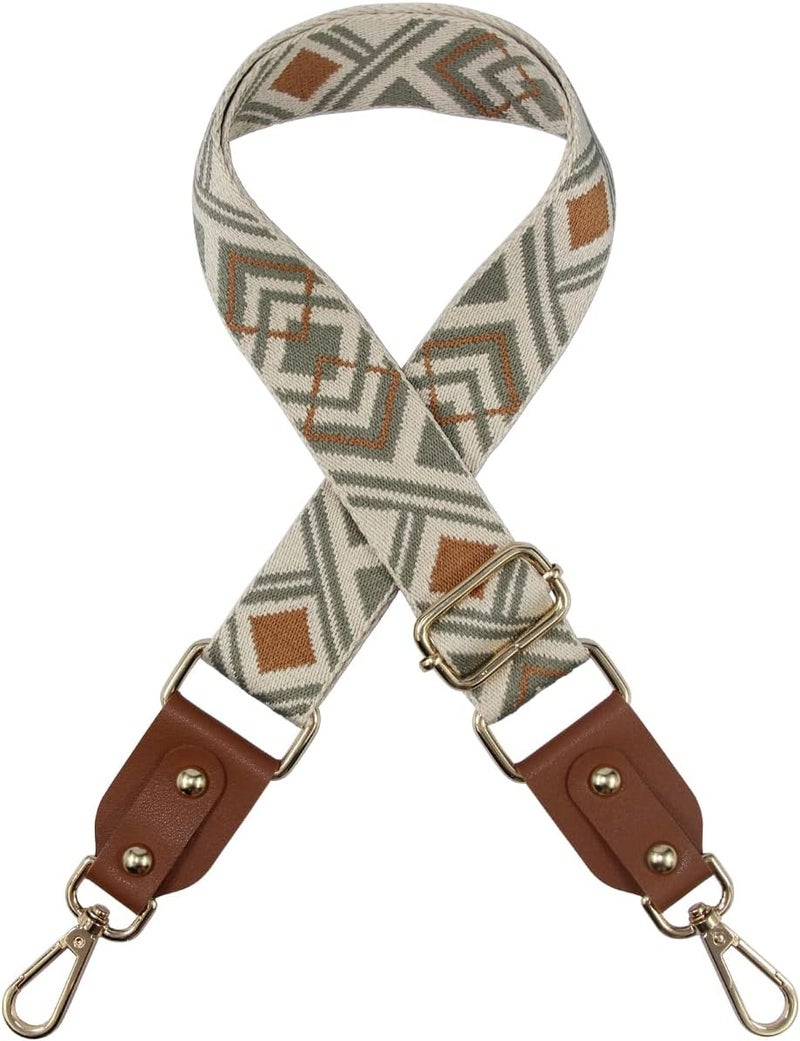 Duwi Wide Handbag&Purse Strap Jacquard Woven Guitar Style Multicolor Replacement Strap Canvas Adjustable Crossbody Bag Strap, Brown,beige,browngreen2 - Image 1