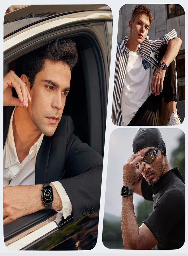 Sunnywoo Original Milanese Metal Band Compatible with Apple Watch Bands 44mm/45mm/46mm/49mm/42mm(Series 3 2 1) for Men Women, Stainless Steel Mesh strap for iWatch Ultra 2 Series 9 8 7 6 SE 5 4 3 2 1 Black - Image 5