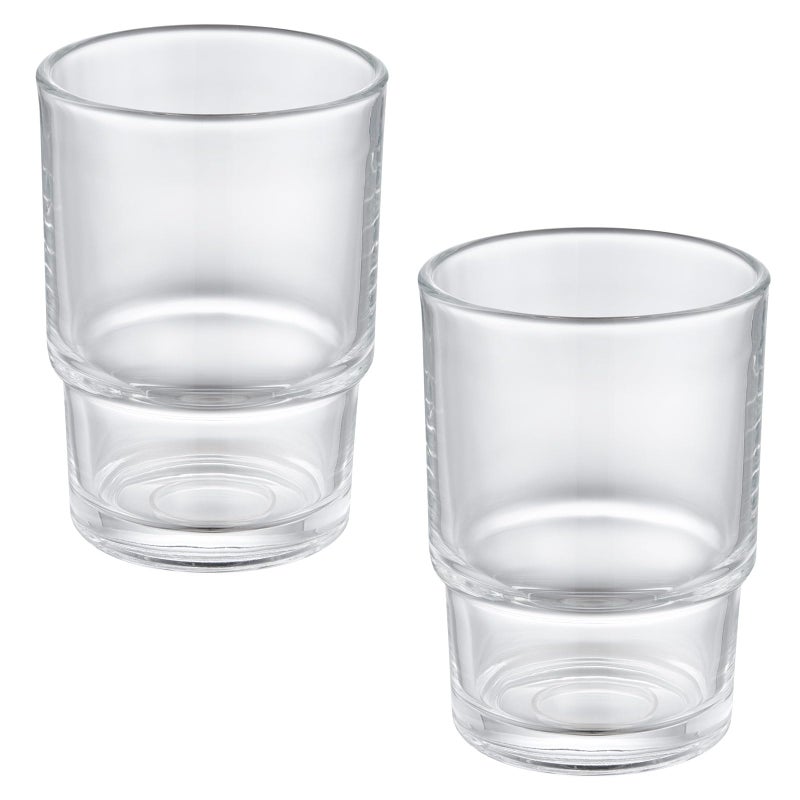 Aomasi Toothbrush Holders for Bathroom 2 Pack Transparent Glass Tumbler Cups Modern Thick Glassware