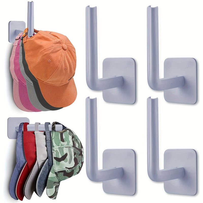 L-Shaped Multifunctional Adhesive Hooks No-Drill Wall-Mounted Storage L-Hooks -4 Pack Grey