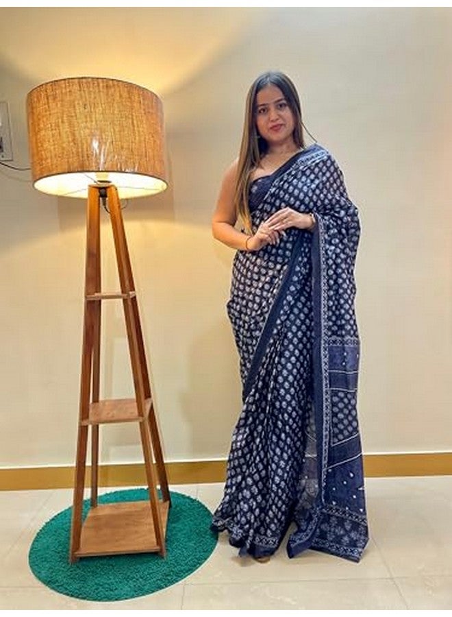 Shiv Textiles Womens Pure CottonCasual Wear Saree (SMC-ST-68-Navy Blue) - Image 5