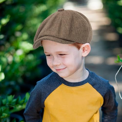XuoAz Kids Boys Wool Newsboy Cap - Vintage Tweed Flat Beret Cabbie Hat for Toddler Boys Girls Pageboy(for 4 to 9 Years) - Image 4