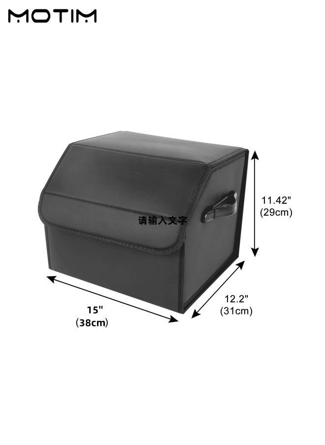 Motim Portable SUV Trunk Organizer, Foldable Trunk Storage Box, Leather Waterproof Storage Bin for Car SUV Trunk Storage  - Image 5