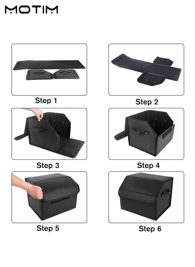 Motim Portable SUV Trunk Organizer, Foldable Trunk Storage Box, Leather Waterproof Storage Bin for Car SUV Trunk Storage  - Image 4