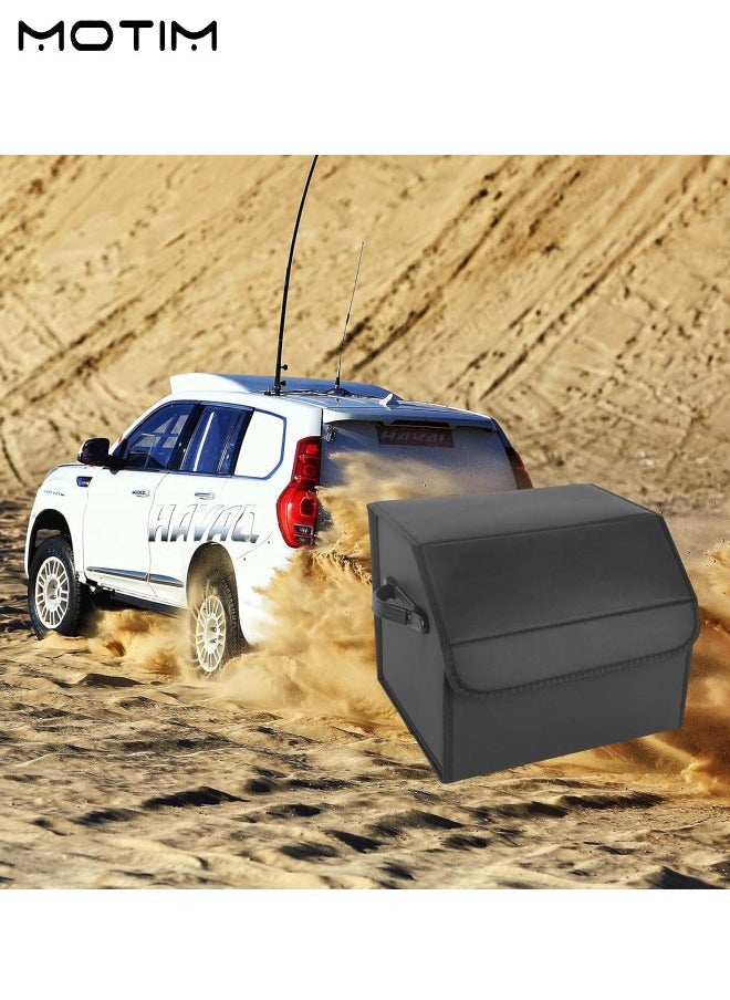Motim Portable SUV Trunk Organizer, Foldable Trunk Storage Box, Leather Waterproof Storage Bin for Car SUV Trunk Storage  - Image 3