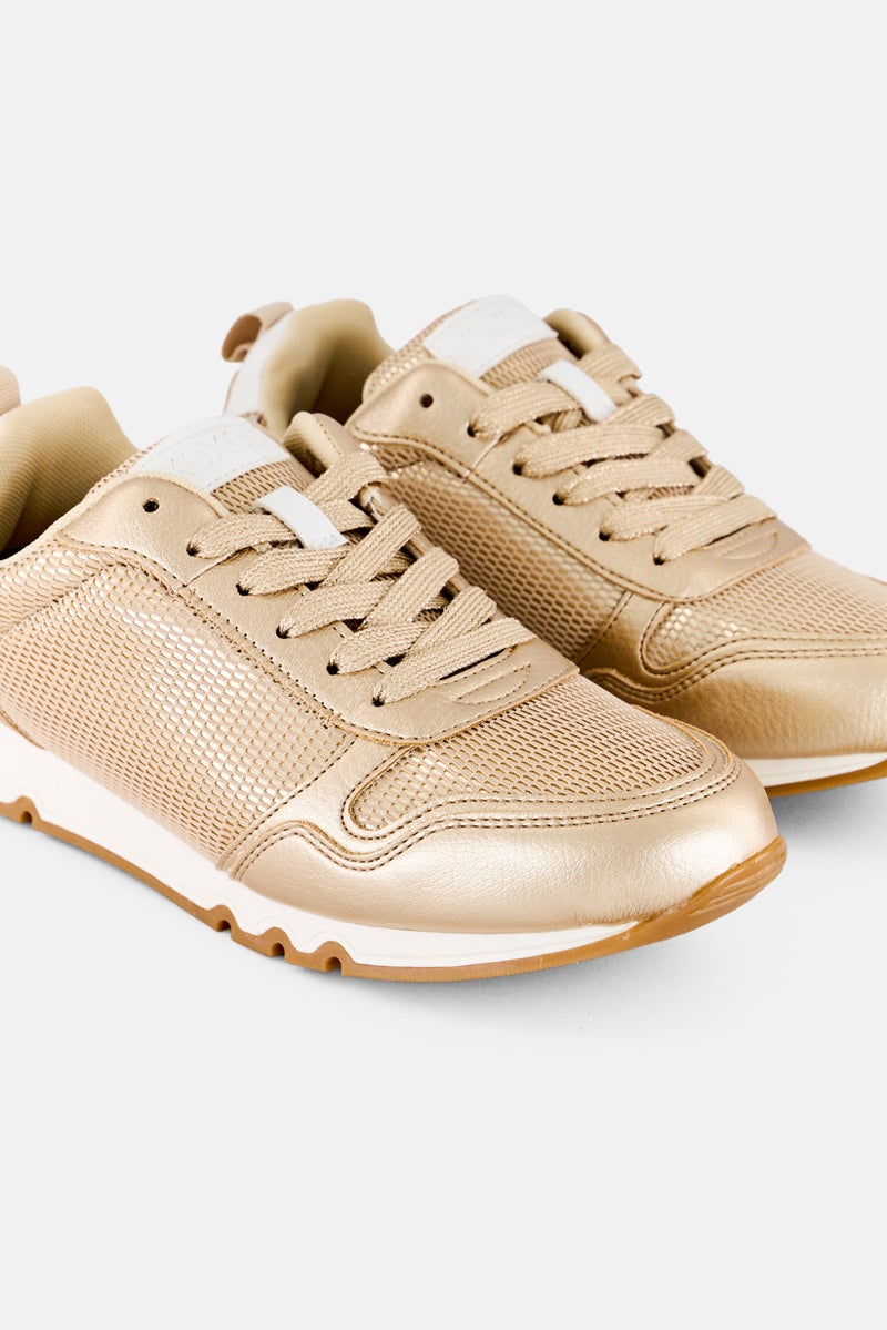 XOXO Women Lace Up Casual Shoes, Bronze - Image 3