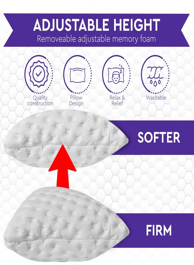 Slumberfy Side Sleeper Pillow Queen Size -Neck and Shoulder Pain Relief - Adjustable Shredded Memory Foam - Cervical Shoulder Pillow for Back Sleepers - Ergonomic Orthopedic 19x29 inches - Image 5