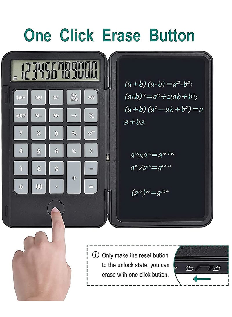 Calculator, Basic Office Calculators with 6.5 Inch Writing Tablet and Pen, Rechargeable Multifunctional Foldable Portable Mute Calculator Notepad for Home School Meeting and Study. - Image 2
