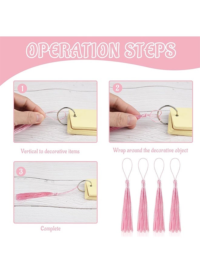 100pcs 13cm/5 Inch Silky Floss Bookmark Tassels with 2-Inch Cord Loop and Small Chinese Knot for Jewelry Making, Souvenir, Bookmarks, DIY Craft Accessory (Water Pink) - Image 5