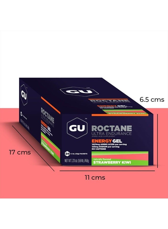 GU Energy Roctane Ultra Endurance Energy Gel, Vegan, Gluten-Free, Kosher, and Dairy-Free On-The-Go Sports Nutrition for Running, Biking, Hiking or Skiing, Strawberry Kiwi (24 Packets) - Image 3