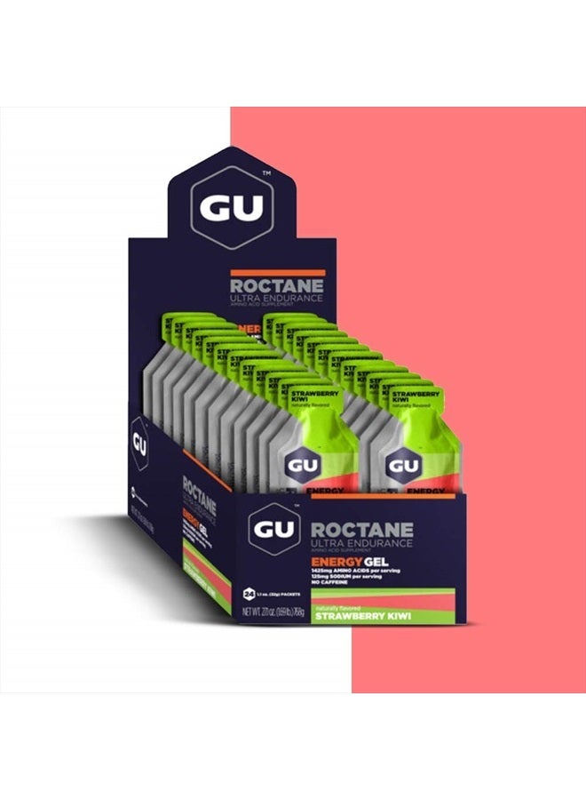 GU Energy Roctane Ultra Endurance Energy Gel, Vegan, Gluten-Free, Kosher, and Dairy-Free On-The-Go Sports Nutrition for Running, Biking, Hiking or Skiing, Strawberry Kiwi (24 Packets) - Image 4
