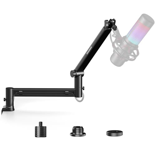 Aokeo Microphone Arm,Aokeo AK-58 Desk Low Profile Adjustable Mic Boom Arm Stand,Suitable For Blue Yeti,Snowball iCE, HyperX QuadCast,SoloCast,Elgato Wave,Etc - Image 1