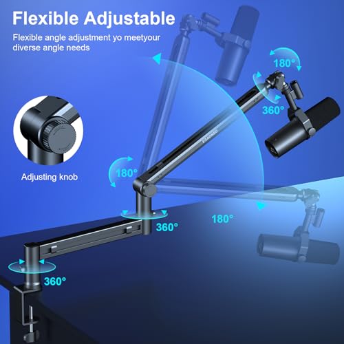 Aokeo Microphone Arm,Aokeo AK-58 Desk Low Profile Adjustable Mic Boom Arm Stand,Suitable For Blue Yeti,Snowball iCE, HyperX QuadCast,SoloCast,Elgato Wave,Etc - Image 3