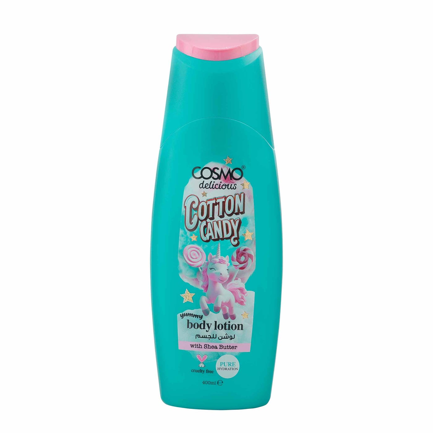 Cosmo Delicious Cotton Candy With Shea Butter Pure Hydration Body Lotion 400ml, Hydrating & Nourishing, Non Greasy, Light Weight, Fast Absorbing Lotions, For All Skin Types, Sweet Candy Fragrance