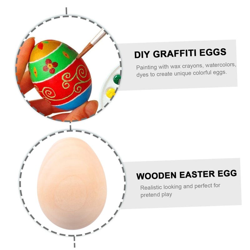 DIY Unpainted Wooden Easter Eggs 6Pcs for Hand Painting Crafts and Creative Holiday Fun - Image 4