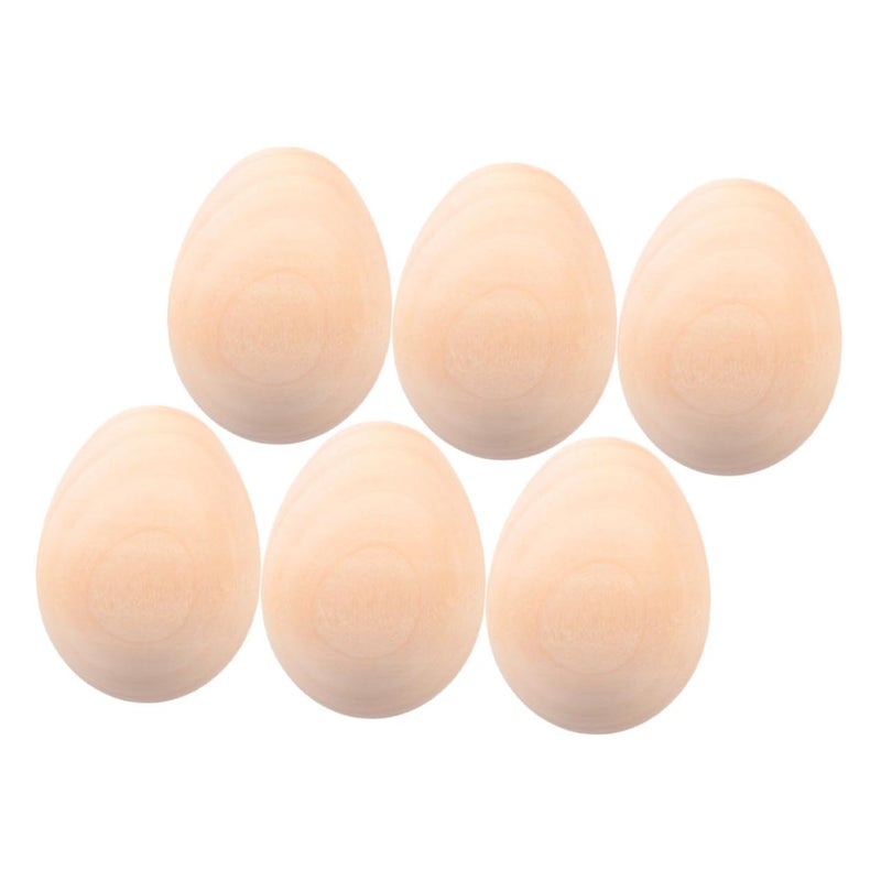 DIY Unpainted Wooden Easter Eggs 6Pcs for Hand Painting Crafts and Creative Holiday Fun - Image 2