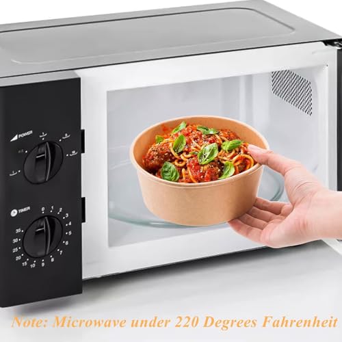 Lyellfe عبوات ورقية كرافت من لييلف 50 قطعة مع غطاء، 25 أونصة، عبوات حساء وسلطة قابلة للاستخدام لمرة واحدة، حاويات طعام للذهاب للحلويات، الآيس كريم، الزبادي، آمنة للاستخدام في الميكروويف والفريزر - Image 5