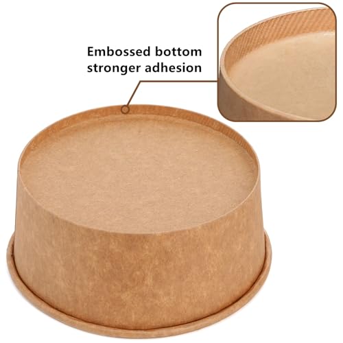 Lyellfe عبوات ورقية كرافت من لييلف 50 قطعة مع غطاء، 25 أونصة، عبوات حساء وسلطة قابلة للاستخدام لمرة واحدة، حاويات طعام للذهاب للحلويات، الآيس كريم، الزبادي، آمنة للاستخدام في الميكروويف والفريزر - Image 4