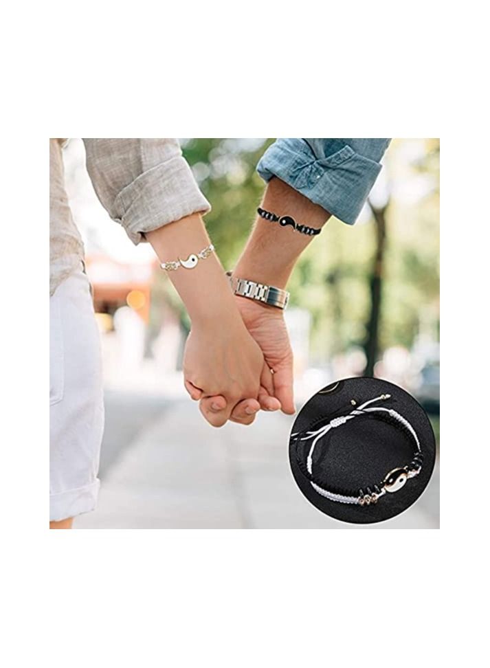 SYOSI Couples Bracelet Friendship Bracelet Women's Bracelets Adjustable Cord Bracelet for Friendship Relationship Boyfriend Valentines Gift Handmade Long Distance Bracelets Beads Hand Woven Bracelet - Image 3