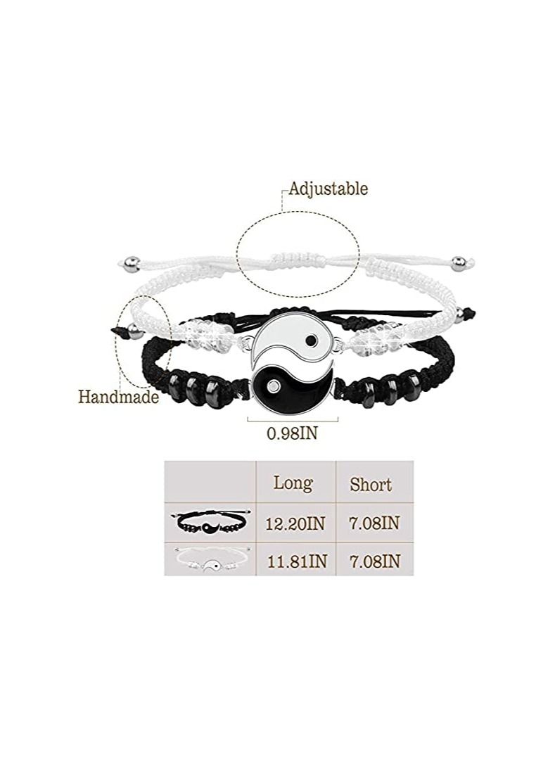 SYOSI Couples Bracelet Friendship Bracelet Women's Bracelets Adjustable Cord Bracelet for Friendship Relationship Boyfriend Valentines Gift Handmade Long Distance Bracelets Beads Hand Woven Bracelet - Image 4
