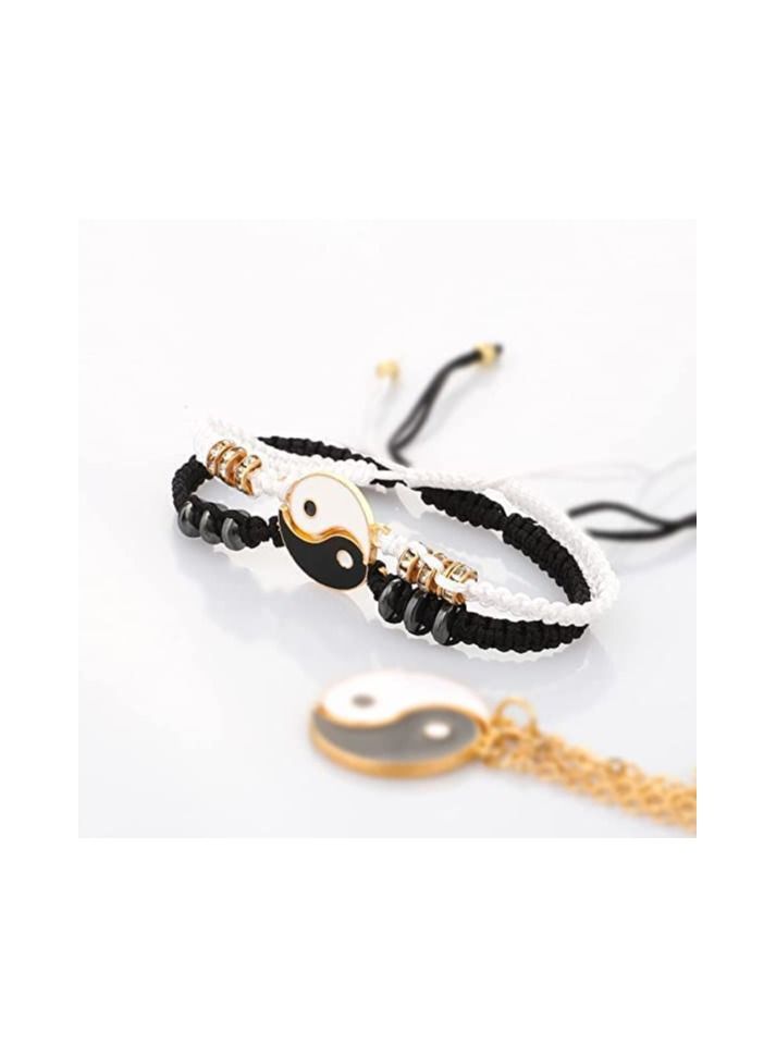 SYOSI Couples Bracelet Friendship Bracelet Women's Bracelets Adjustable Cord Bracelet for Friendship Relationship Boyfriend Valentines Gift Handmade Long Distance Bracelets Beads Hand Woven Bracelet - Image 2