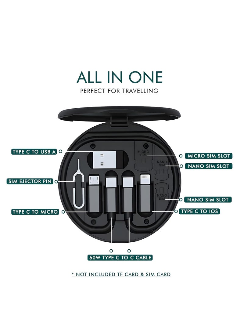 OTG Cable Kit for USB C Adapter, Multi Charging Cable Case, USB C to iOS/Type C/Micro/USB A Device Converter, Data Transfer, Contains Card Slot for Travel, Can Be Used as Phone Holder (Black) - Image 5