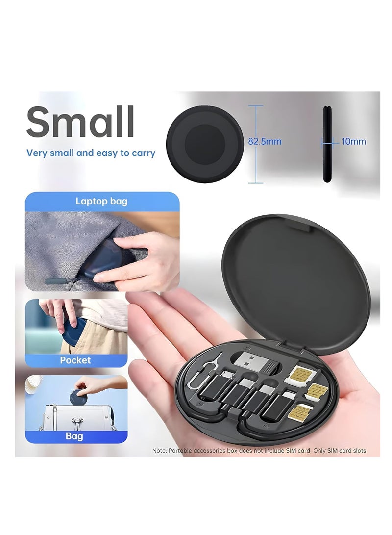 OTG Cable Kit for USB C Adapter, Multi Charging Cable Case, USB C to iOS/Type C/Micro/USB A Device Converter, Data Transfer, Contains Card Slot for Travel, Can Be Used as Phone Holder (Black) - Image 2