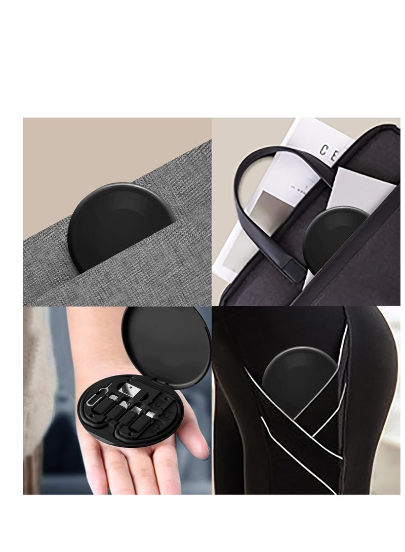 OTG Cable Kit for USB C Adapter, Multi Charging Cable Case, USB C to iOS/Type C/Micro/USB A Device Converter, Data Transfer, Contains Card Slot for Travel, Can Be Used as Phone Holder (Black) - Image 3