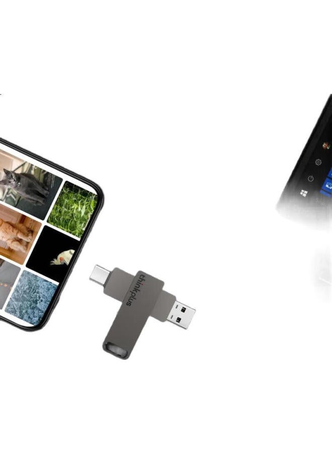 thinkplus Thinkplus Lenovo Usb Flash Drive 128Gb, Compatible With Phones And Computers, Suitable For Apple 15, Usb3.2 High Read Speed, Type-C Dual Interface, Metal Flash Drive, Mu110 Series - Image 3