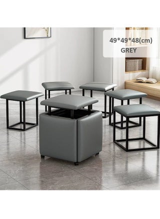 Multi Functional Stool Magic Cube Chair with Wheels 5 in 1 Multi Functional Sofa Stool PU Leather Foot Stool(Grey) - pzsku/Z4A6B8AB585D6C4FF9A73Z/45/_/1706083573/400f80da-978e-4463-b414-cf147213bd45