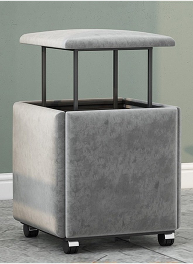 Multi Functional Stool Magic Cube Chair with Wheels 5 in 1 Multi Functional Sofa Stool PU Leather Foot Stool(Grey)