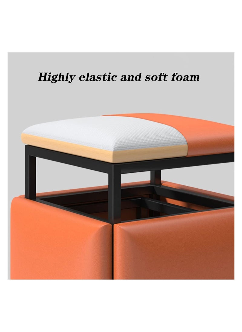 Multi Functional Stool Magic Cube Chair with Wheels 5 in 1 Multi Functional Sofa Stool PU Leather Foot Stool(Grey)