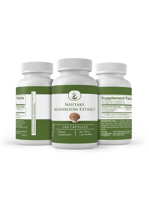 Pure Original Ingredients Shiitake Mushroom Extract (100 Capsules) Always Pure, No Additives Or Fillers, Lab Verified