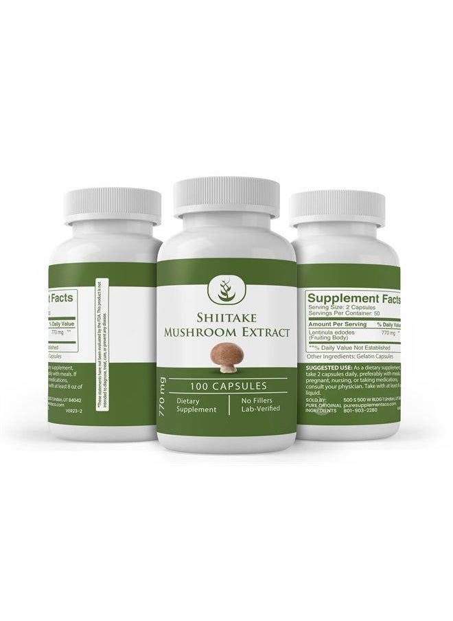 PURE ORIGINAL INGREDIENTS - Pure Original Ingredients Shiitake Mushroom Extract (100 Capsules) Always Pure, No Additives Or Fillers, Lab Verified - Image 1