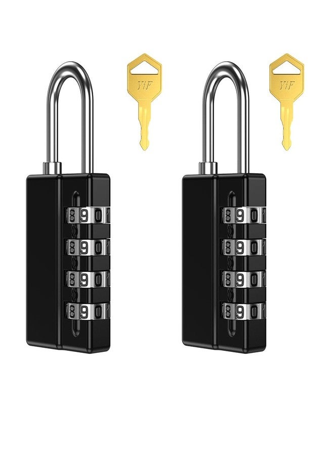 LOFICOPER قفل تركيبة LOFICOPER مع مفتاح، عبوة من قفلين تركيبة للاستخدام الخارجي، قفل قابل لإعادة الضبط بأربعة أرقام، مقاوم للعوامل الجوية للاستخدام الداخلي والخارجي، لخزانة الصالة الرياضية أو بوابة السياج - Image 1