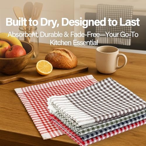 Linensutra Kitchen Cotton Napkins|Cloth|Towel| for Multipurpse use Size 16 x 16 Inches, Gingham Pattern, Multicolour (Pack of 8) - Image 4