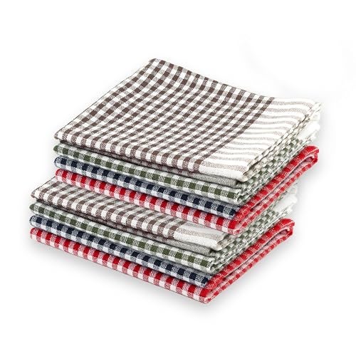 Linensutra Kitchen Cotton Napkins|Cloth|Towel| for Multipurpse use Size 16 x 16 Inches, Gingham Pattern, Multicolour (Pack of 8) - Image 1