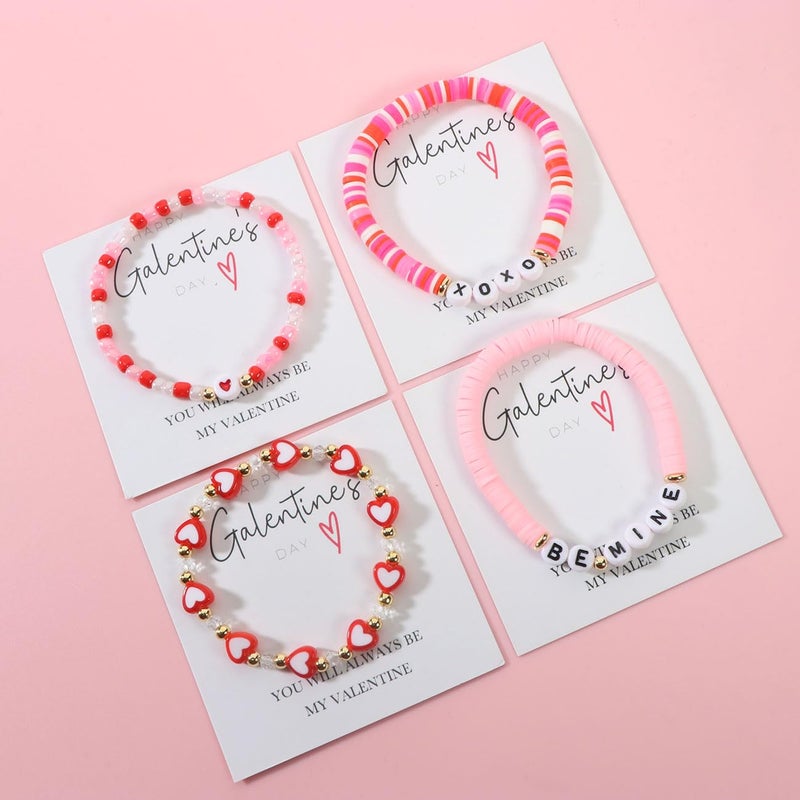 AULSIEY Galentines Day Gifts Friendship Bracelets for Women Teens,Valentines Day Gifts for Her,Galentines Day Party Favors for Friends, Best Friend Bracelets Heart Wish Bracelets Gifts for Sister Bestie - Image 2