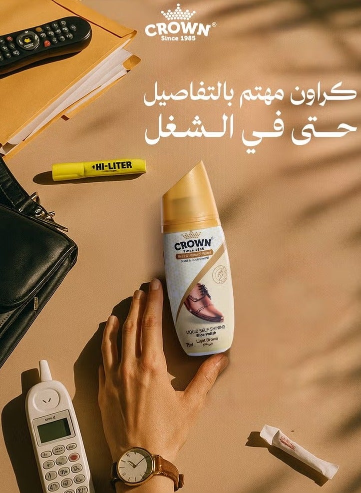 Crown Shoe Polisher Liquid Brown-75Ml - Image 3