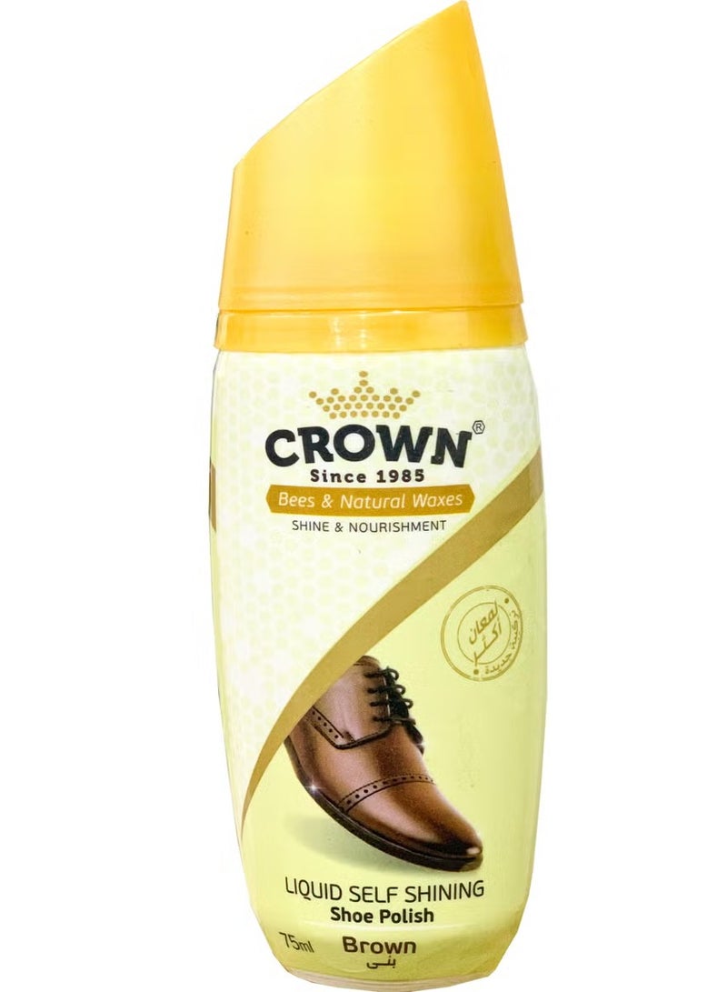 Crown Shoe Polisher Liquid Brown-75Ml - Image 1
